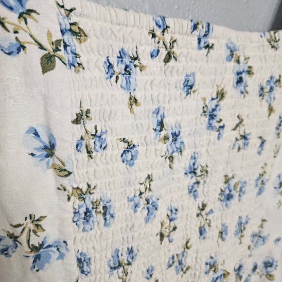 NWT Old Navy Fit & Flare Midi Dress SZ XXL 2XL Cream Floral Linen Blend Cottage - Picture 9 of 16